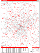 San Antonio  Wall Map Red Line Style
